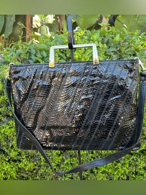 Vintage Varon black snakeskin handbag